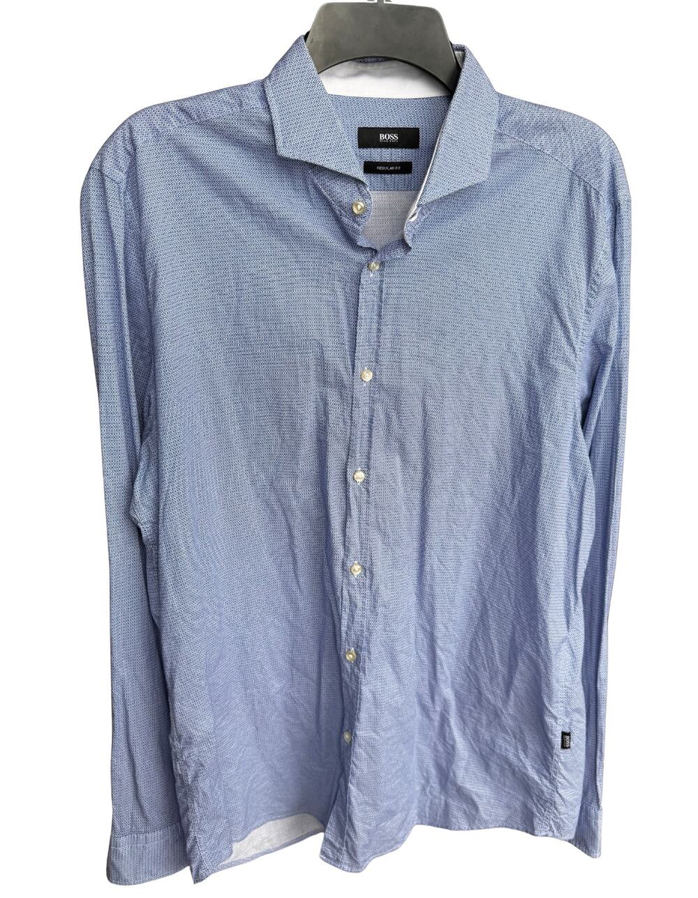 Hugo Boss Regular Fit Large Button-Up Long Sleev Blue